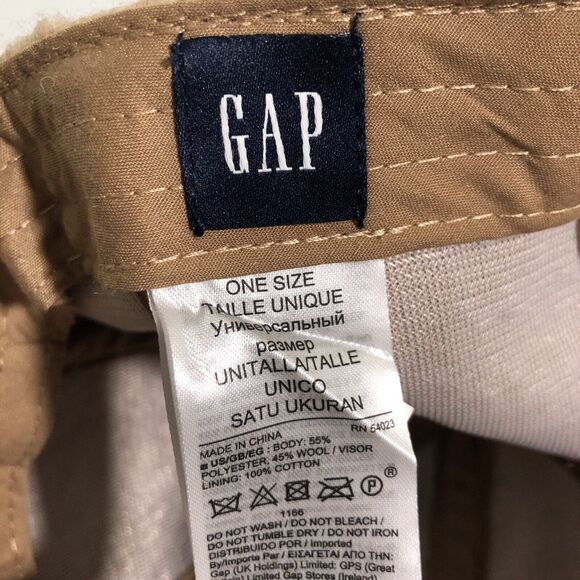 GAP Wool Blend Baseball Cap Tan One Size Pinwheel Adjustable Unisex New - Picture 6 of 7